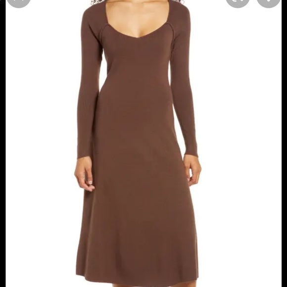 Rachel Parcell Dresses & Skirts - Rachel Parcell Brown Knit Sweetheart Dress